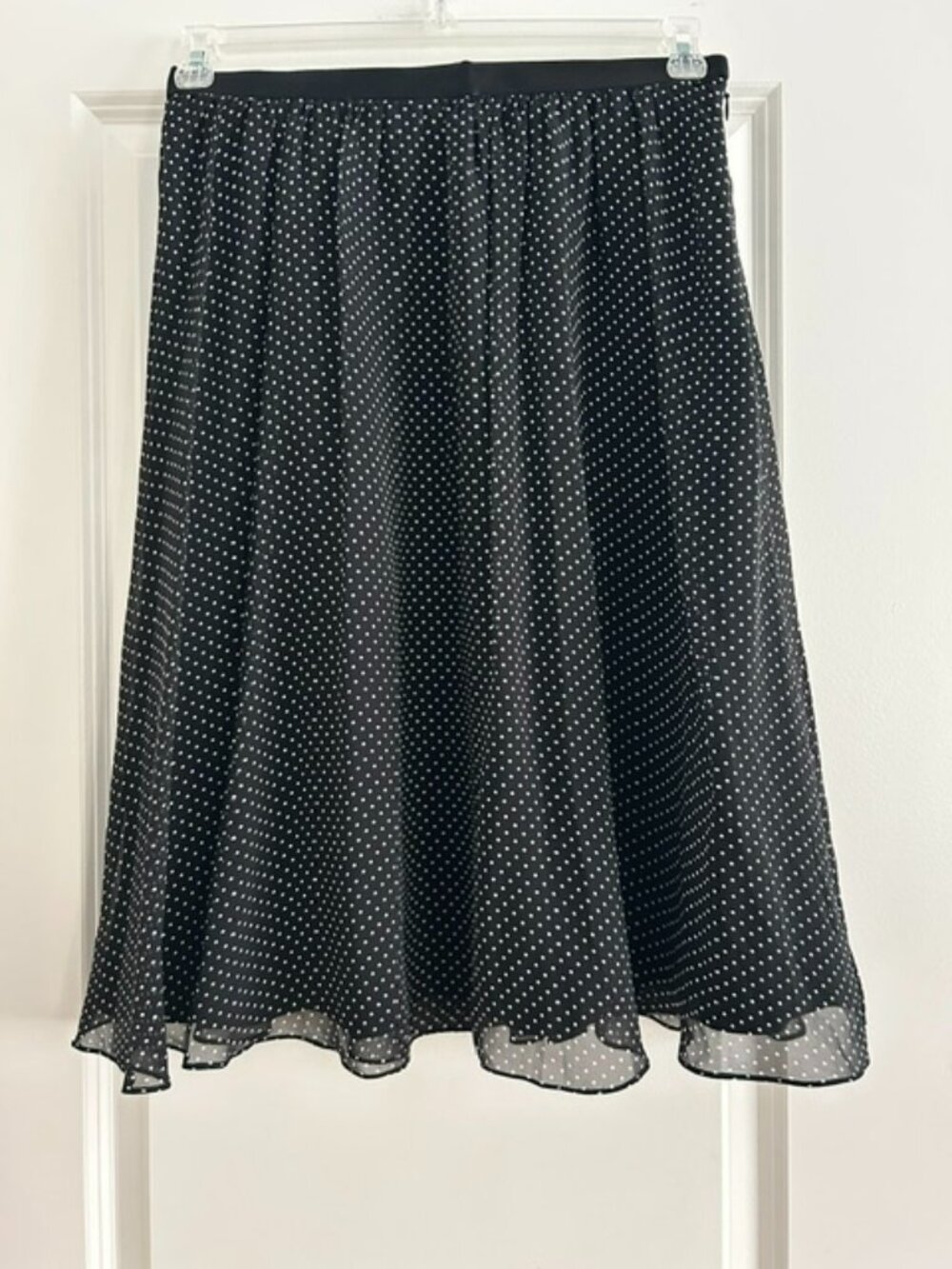 Women's Talbots Black and White Silk Polka Dot Skirt, Size 10